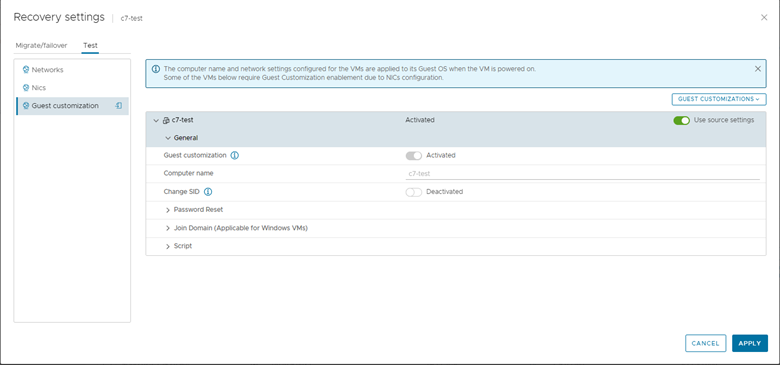 vcav-recovery-settings
