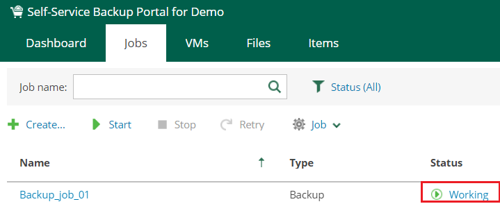 vprotect-jobs-management-status-view